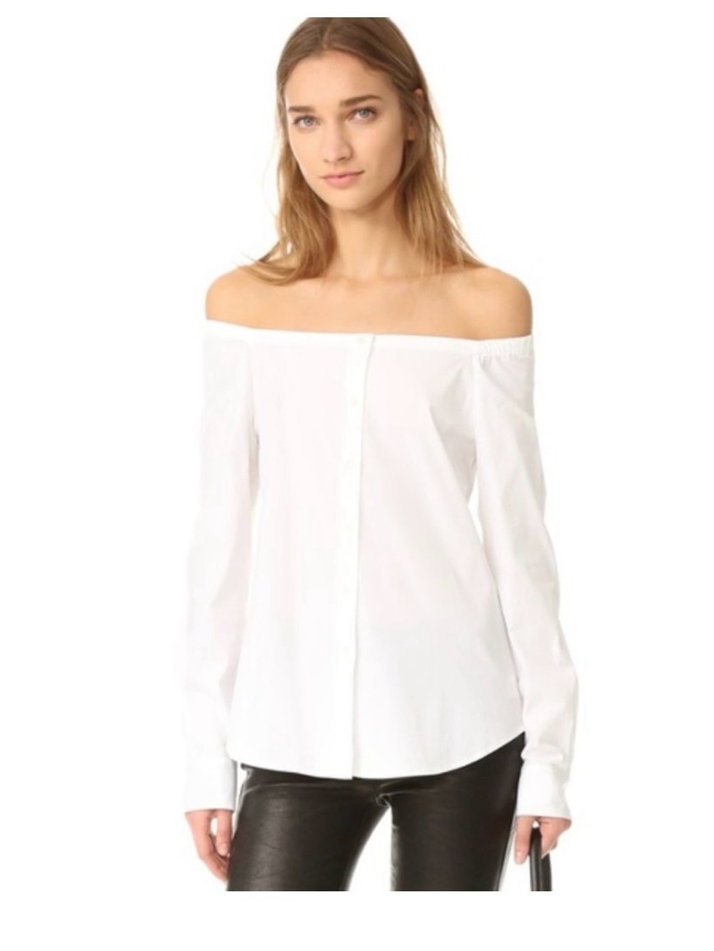 Theory Auriana Stretch Off Shoulder Top White Small